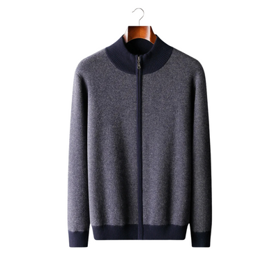 CARDIGAN CON ZIP JACQUARD 100% CASHMERE
