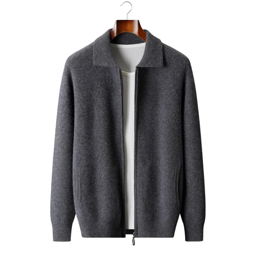 CARDIGAN POLO CON ZIP IN 100% CASHMERE