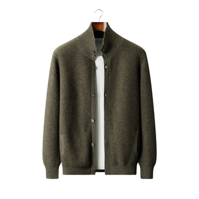 CARDIGAN COLLO ALTO A COSTINE IN 100% CASHMERE