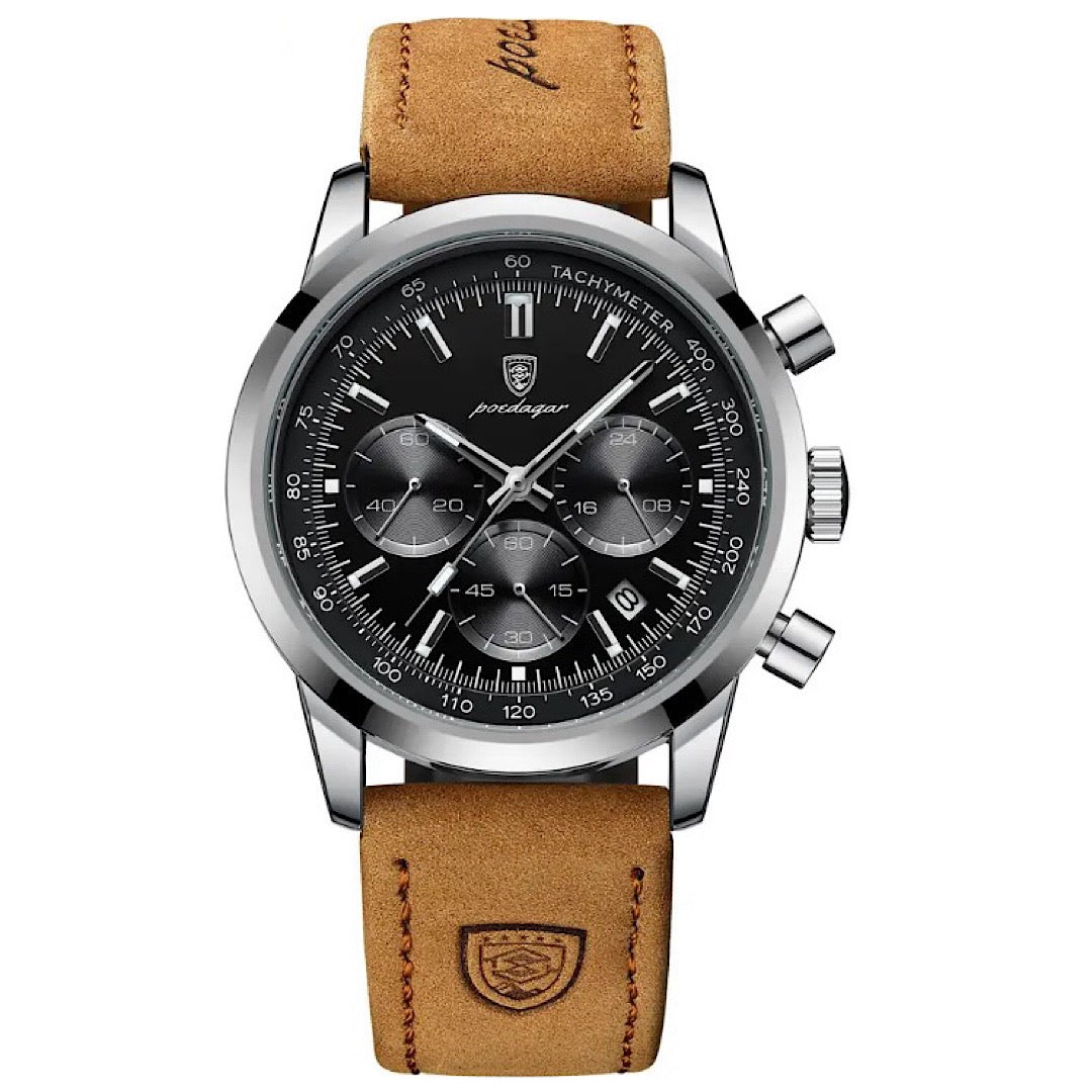 Eclipse Noir™ | Orologio cronografo in pelle da 41 mm