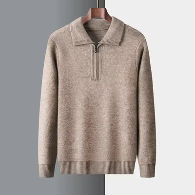 MAGLIONE CON ZIP A QUARTO 100% CASHMERE