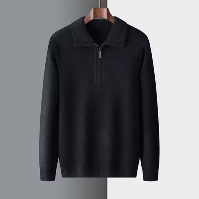 MAGLIONE CON ZIP A QUARTO 100% CASHMERE