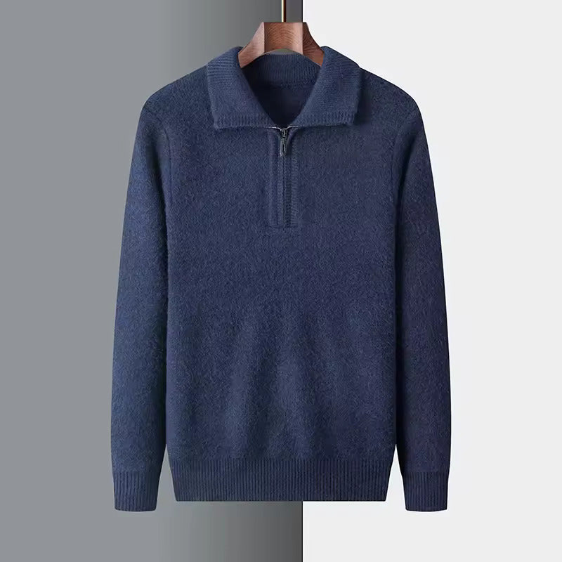 MAGLIONE CON ZIP A QUARTO 100% CASHMERE