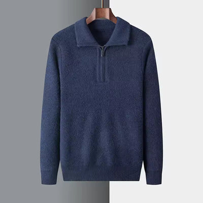 MAGLIONE CON ZIP A QUARTO 100% CASHMERE