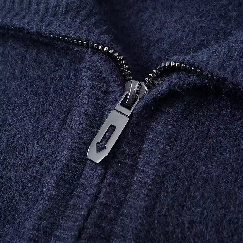 MAGLIONE CON ZIP A QUARTO 100% CASHMERE