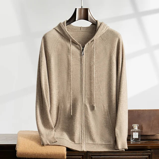 GILET CON CAPPUCCIO 100% CASHMERE