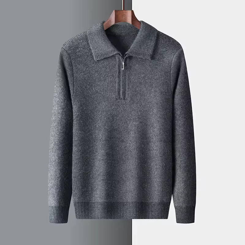 MAGLIONE CON ZIP A QUARTO 100% CASHMERE