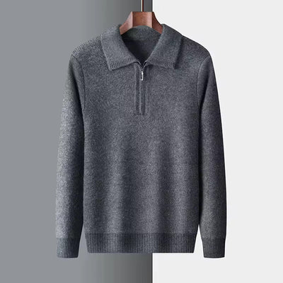 MAGLIONE CON ZIP A QUARTO 100% CASHMERE