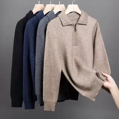 MAGLIONE CON ZIP A QUARTO 100% CASHMERE