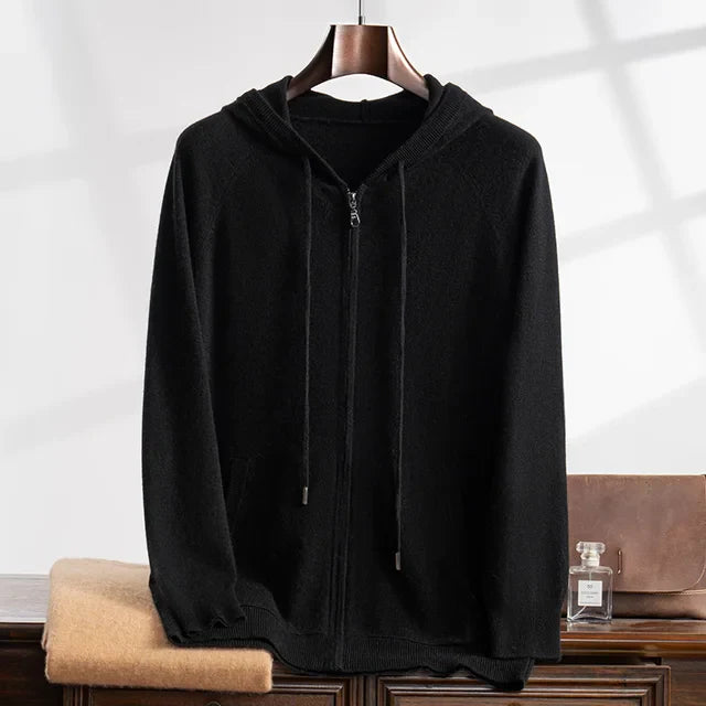 GILET CON CAPPUCCIO 100% CASHMERE
