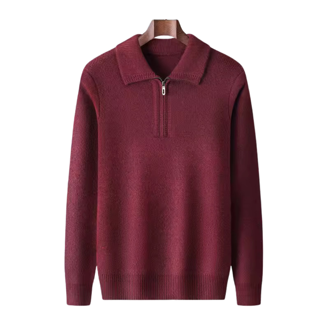 MAGLIONE CON ZIP A QUARTO 100% CASHMERE
