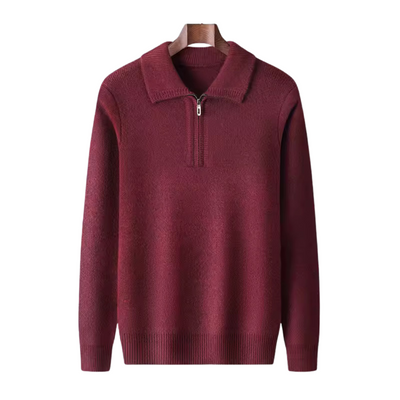 MAGLIONE CON ZIP A QUARTO 100% CASHMERE